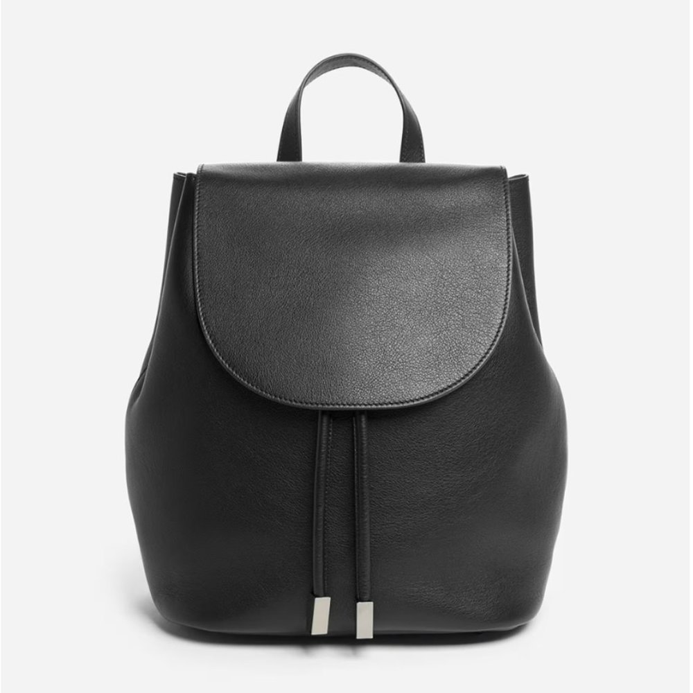 Everlane Petra Black Leather Drawstring Backpack